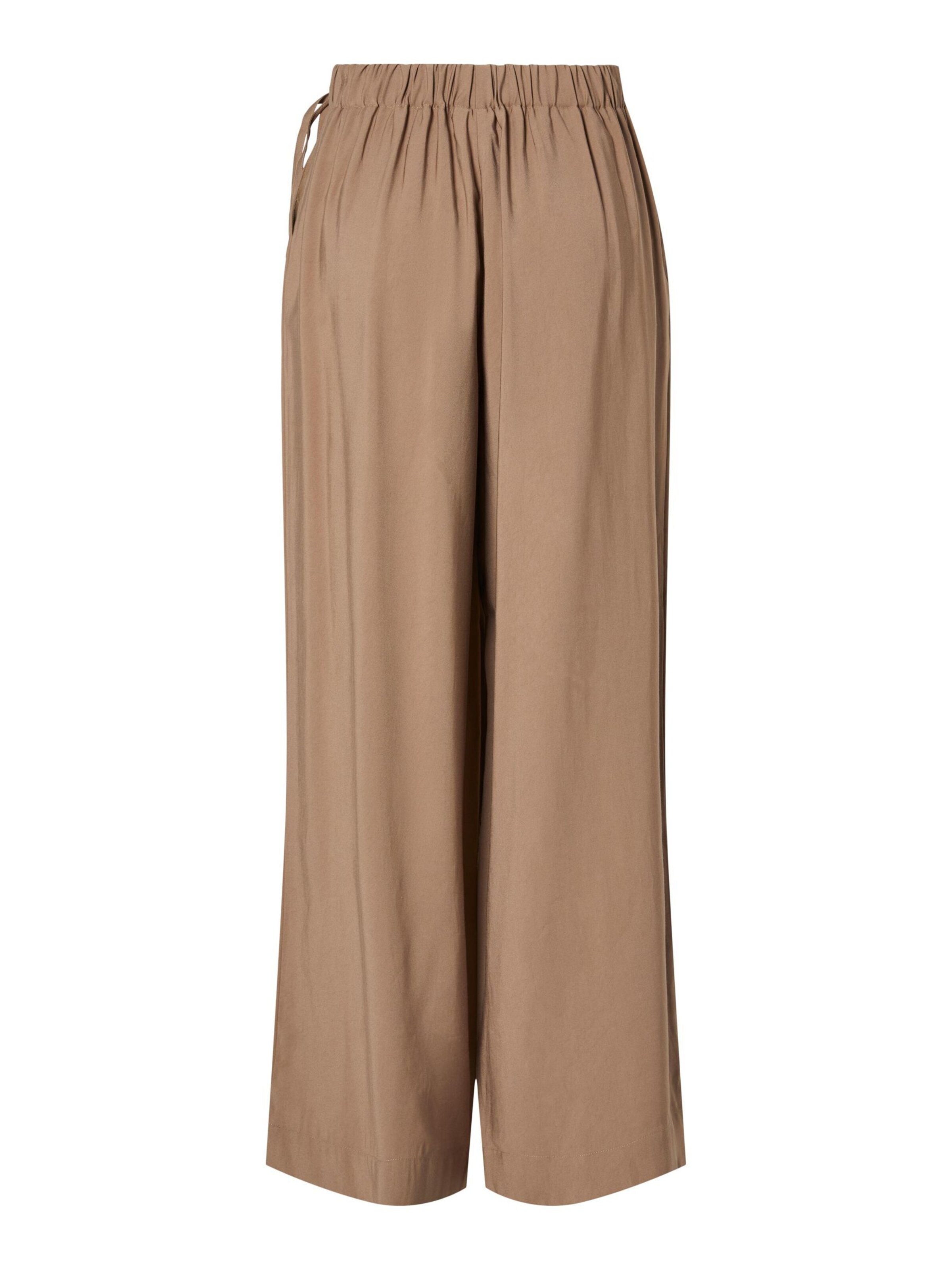 YAS Wide Leg Bukser med lægfolder 'YASAri' i beige