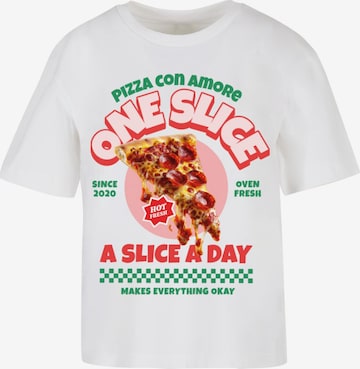 T-shirt 'Pizza Con Amore' Miss Tee en blanc : devant