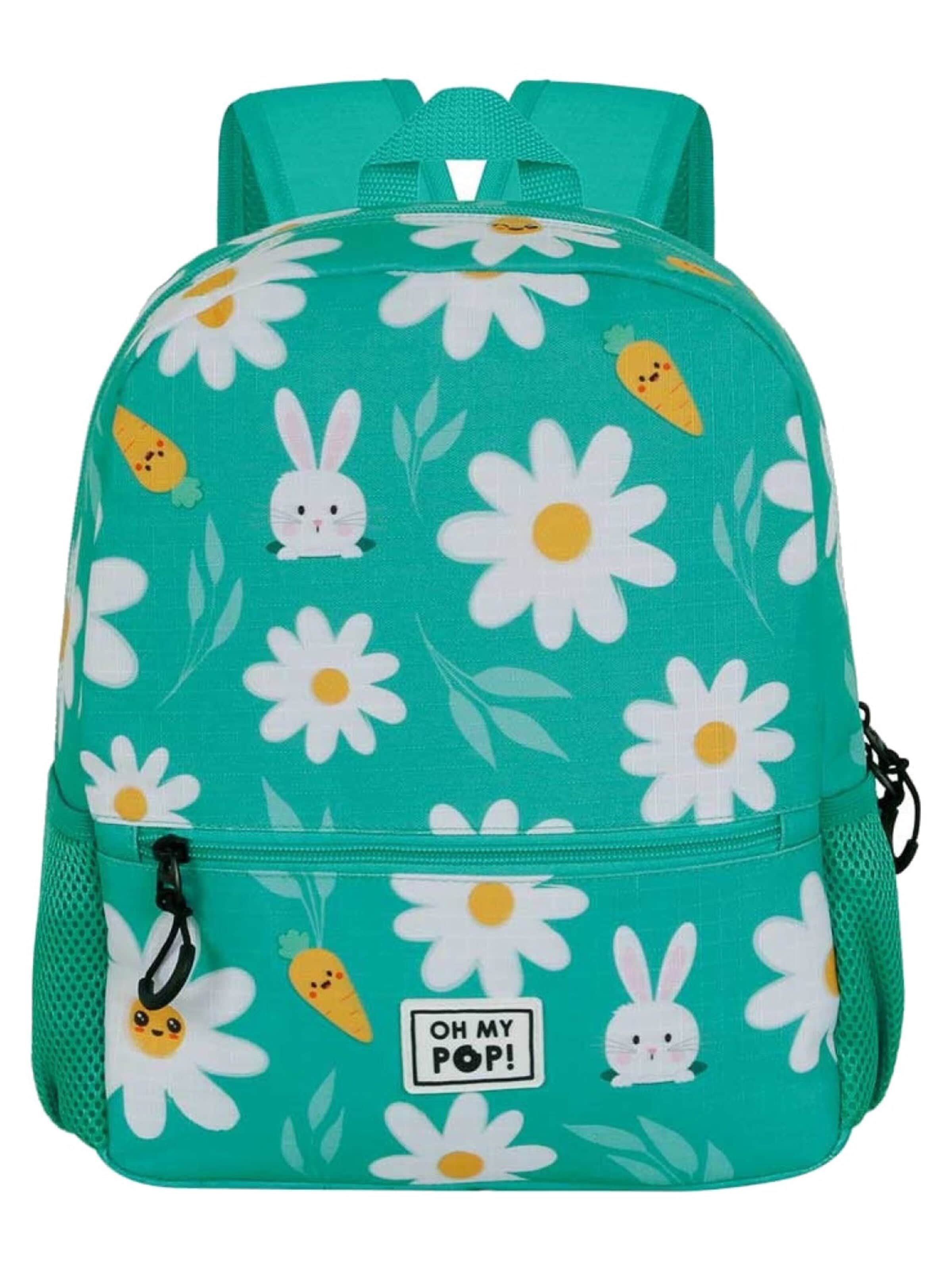 Oh My Pop! Rugzak 'Oh My Pop Rugzak Sweet Rabbit 2 Vakken Premium Quality Pluche Wortel Hanger' in Groen: voorkant