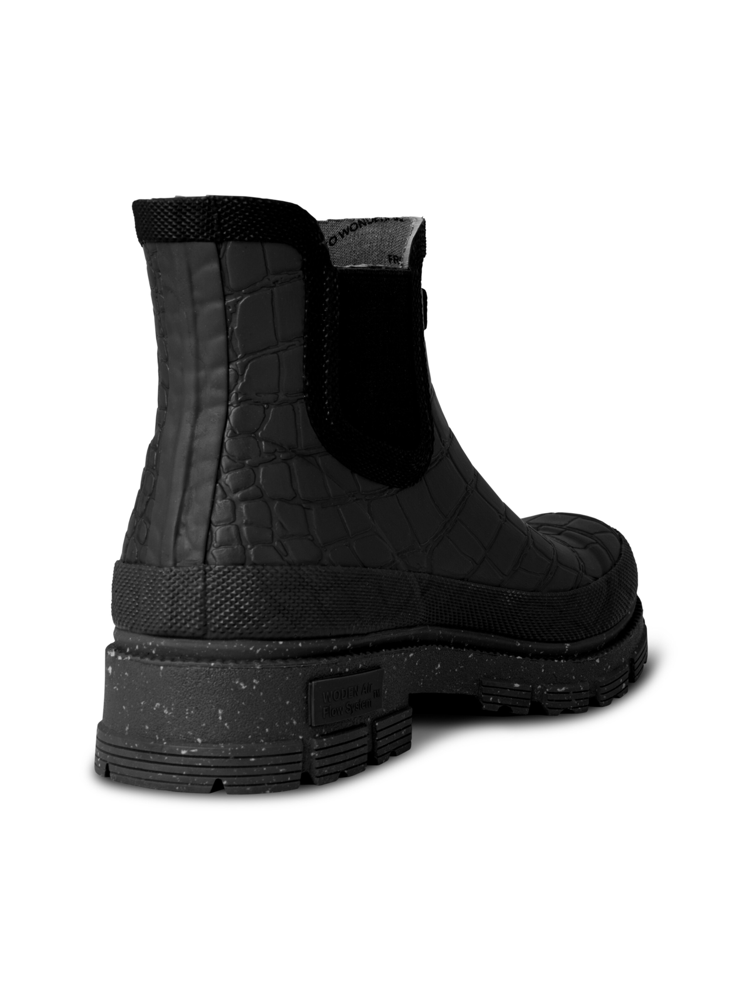 WODEN Støvletter ' Liv Croco Waterproof ' i sort