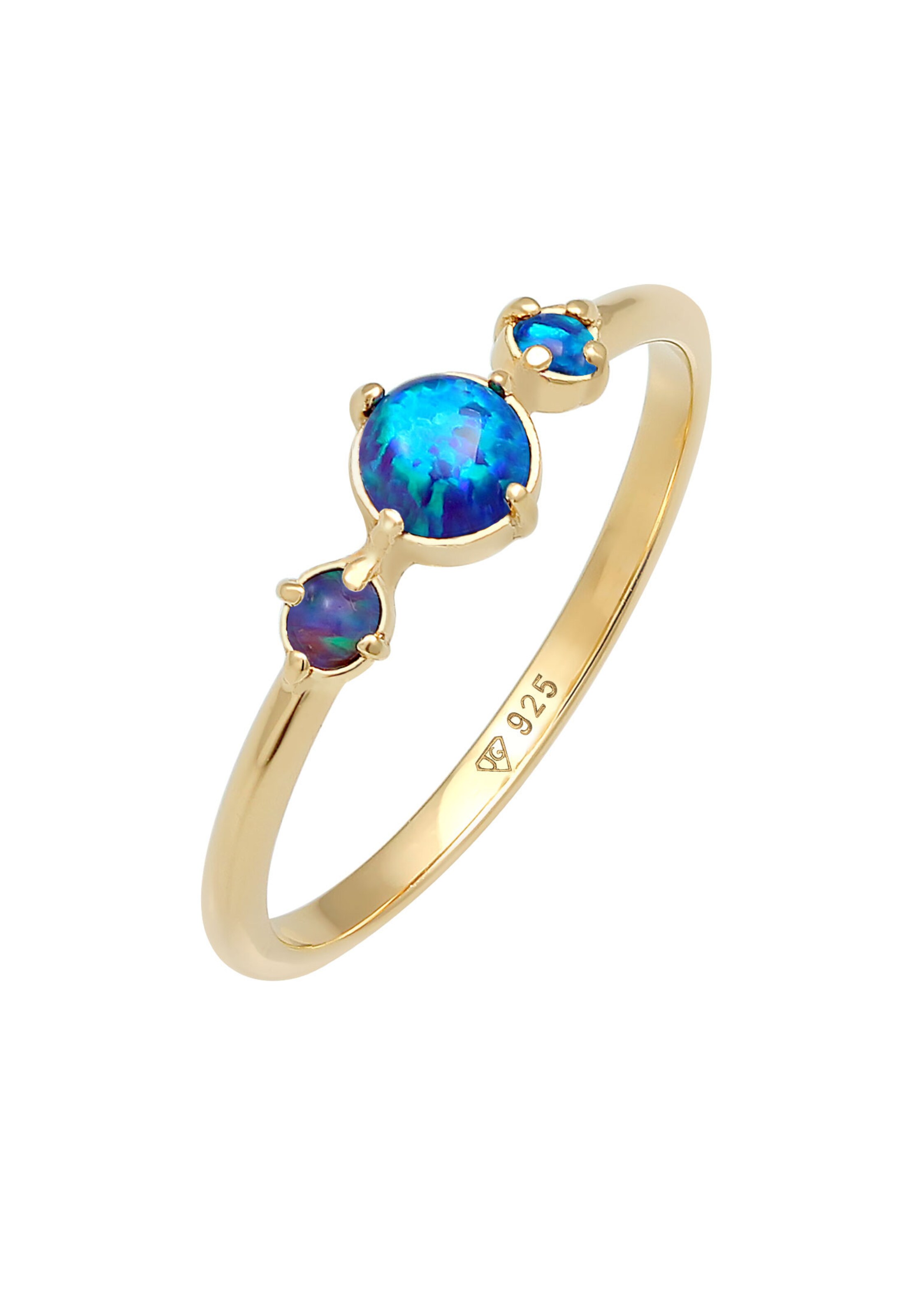 ELLI Ring 'Opal' in Blau: Vorderseite