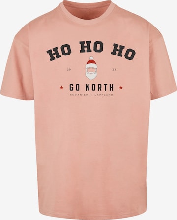 F4NT4STIC Shirt 'Ho Ho Ho Santa Claus' in Oranje: voorkant