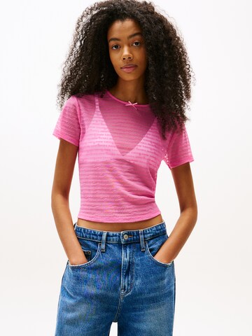 Tommy Jeans Μπλουζάκι σε ροζ: μπροστά