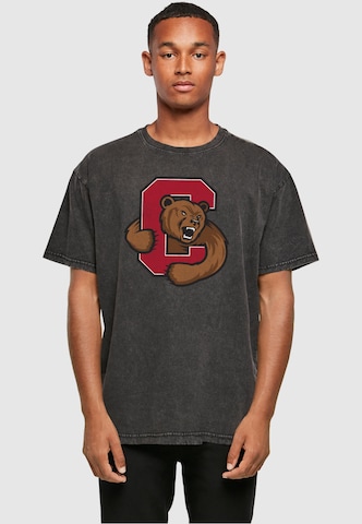 Merchcode Shirt 'Cornell University - Bear' in Zwart: voorkant