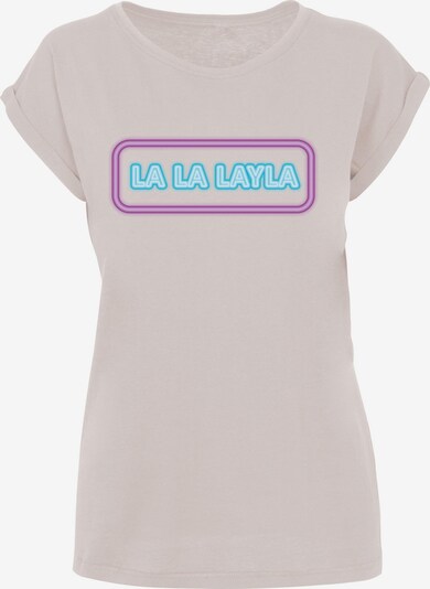 Merchcode T-Shirt 'LA LA LAYLA' in creme / azur / lila / weiß, Produktansicht