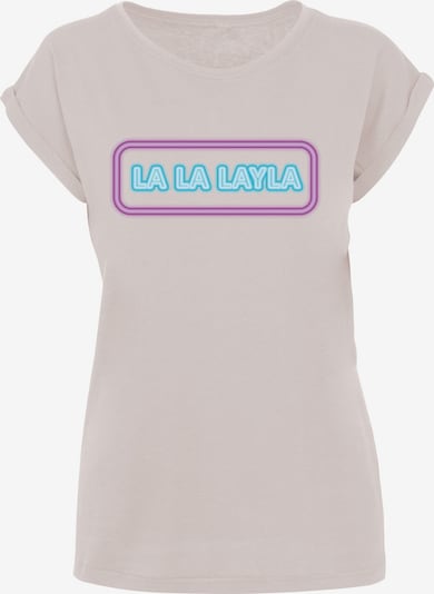 Merchcode T-Shirt 'LA LA LAYLA' in creme / azur / lila / weiß, Produktansicht