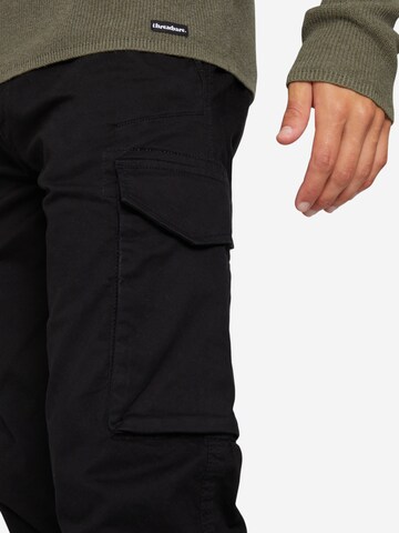 Threadbare Slimfit lange Cargohose 'Battle Drill' in Schwarz