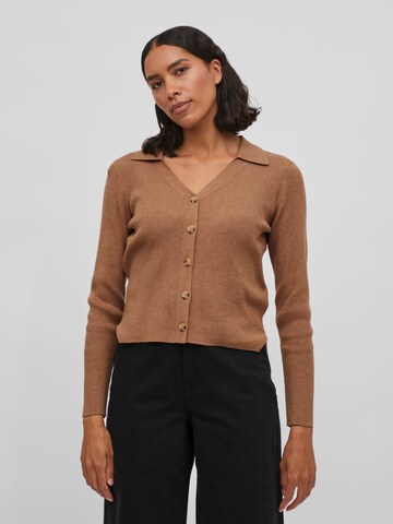 VILA Knit cardigan 'Comfy' in Brown: front