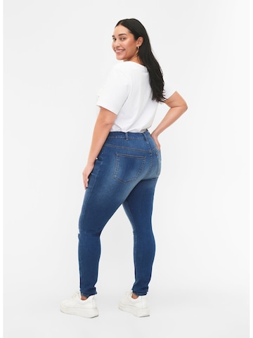 Zizzi Slimfit Jeans 'SANNA FIT' in Blauw