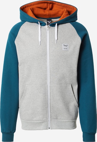 Iriedaily Zip-Up Hoodie 'De College 2' in Grey: front