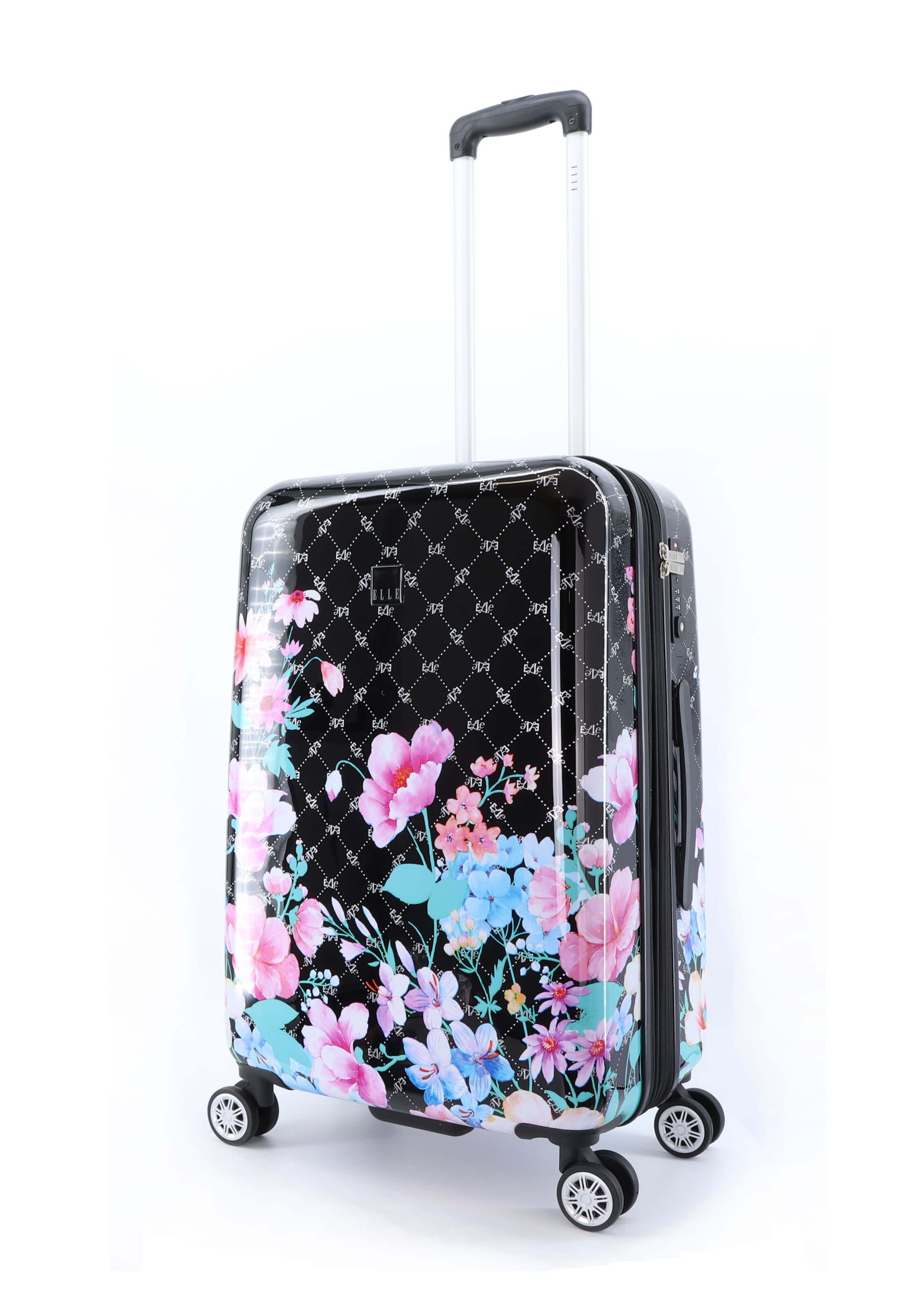 ELLE Suitcase 'Flower' in Black: front