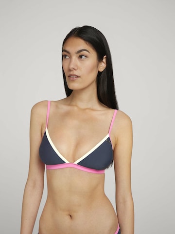 TOM TAILOR Triangel Bikinitop 'Premila' in Blauw: voorkant