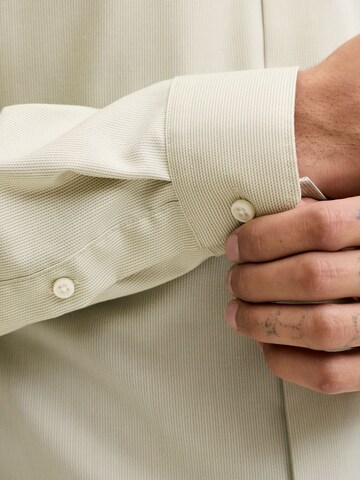 JACK & JONES Slim fit Button Up Shirt 'JPRBLAParker' in Beige
