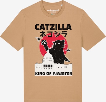 Maglietta 'Catzilla' di Watapparel in beige: frontale