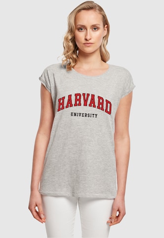 Merchcode T-Shirt 'Harvard University - Script' in Grau: predná strana