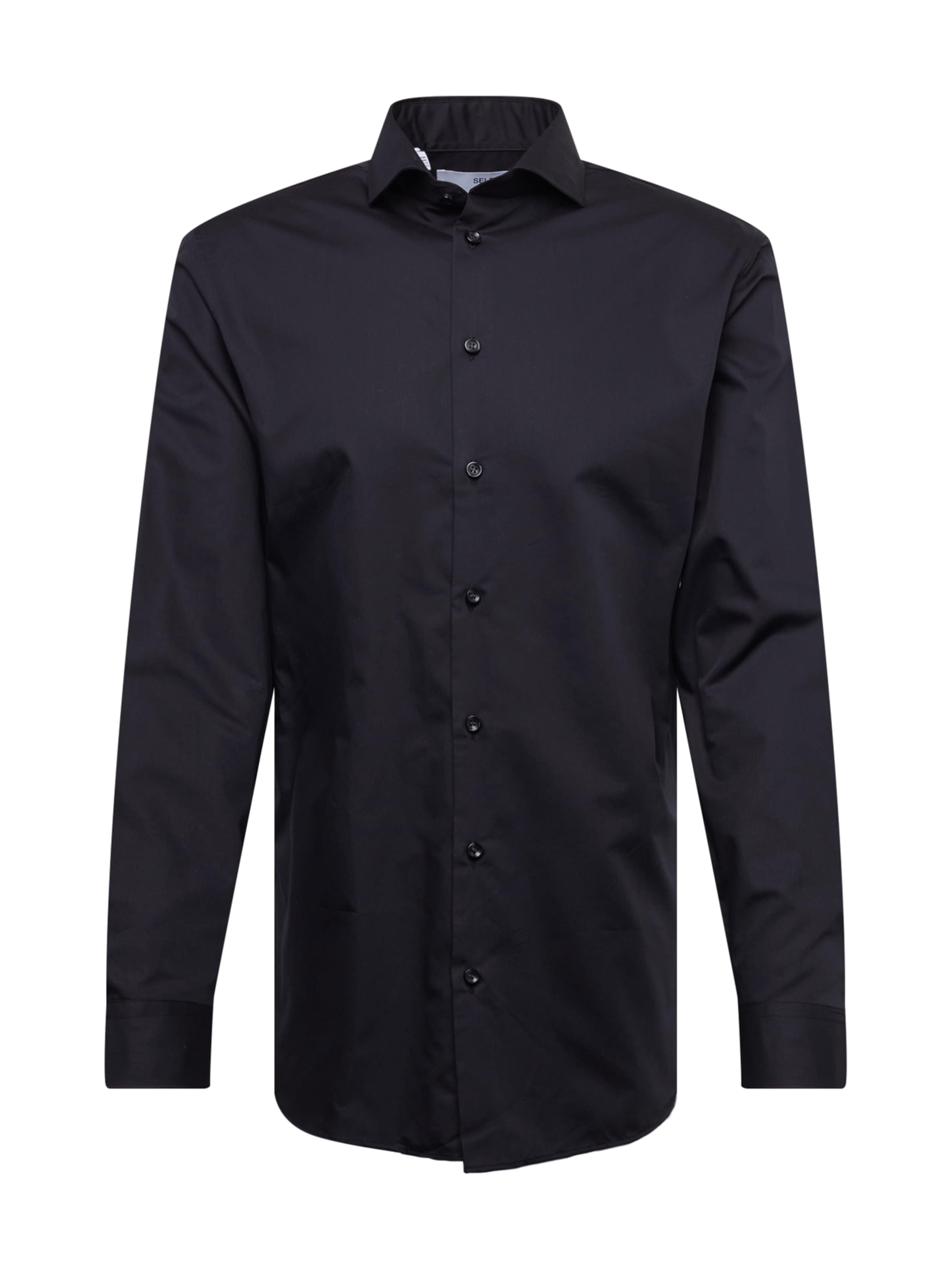 SELECTED Slim fit Business shirt in Black: front
