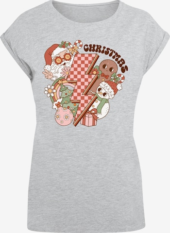 T-shirt 'Groovy Christmas Flash Cozy Vibes' F4NT4STIC en gris : devant