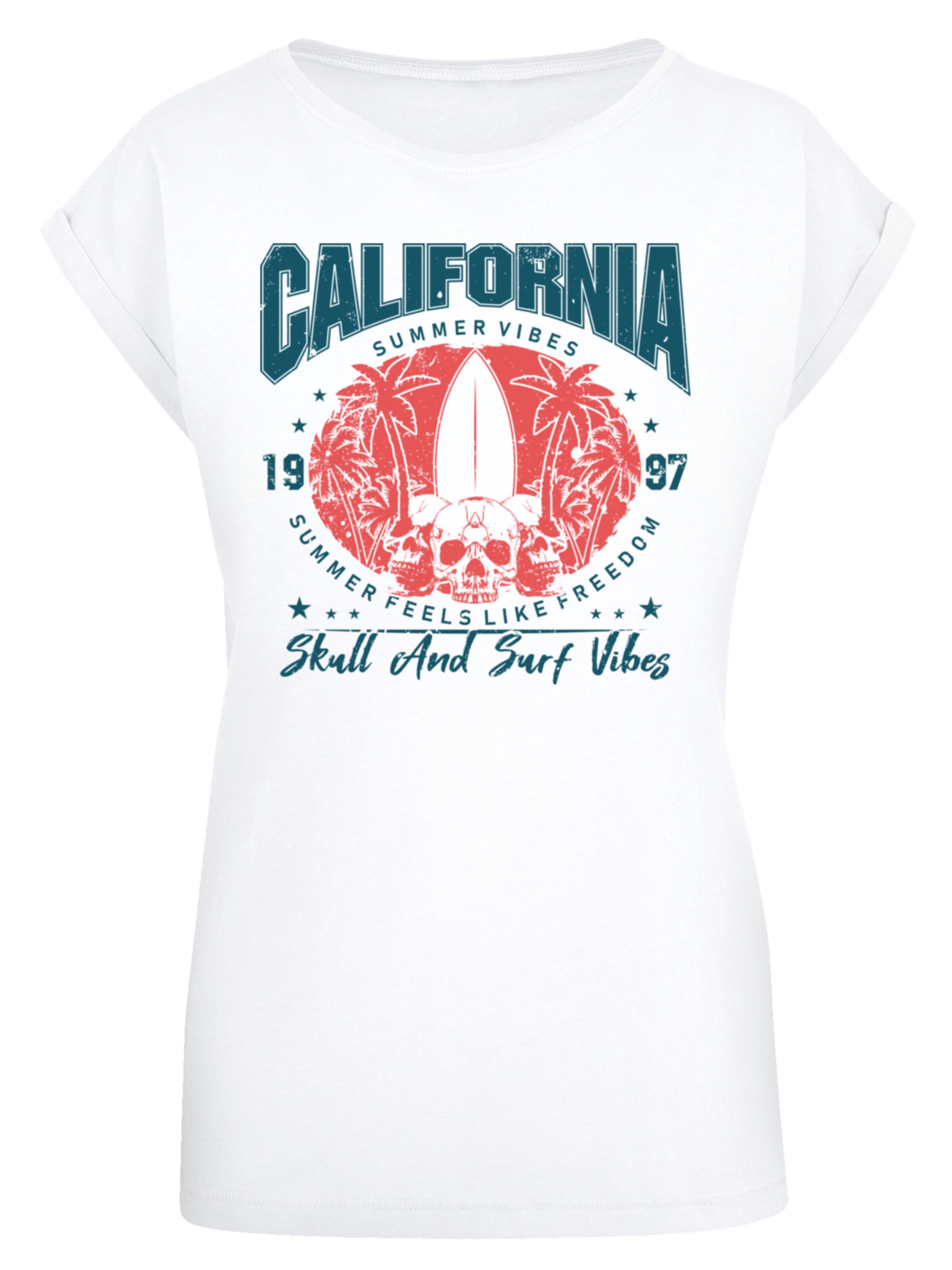 F4NT4STIC T-Shirt 'California skull summer vibes' in Weiß: Vorderseite