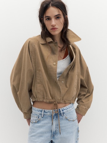 Pull&Bear Přechodná bunda – hnědá: přední strana