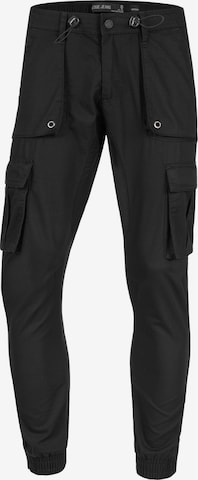 Regular Pantalon cargo 'Leonard' INDICODE JEANS en noir : devant