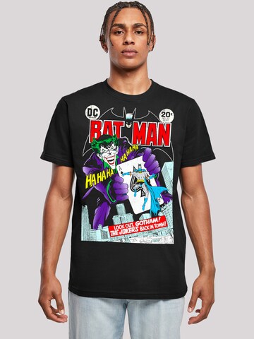 F4NT4STIC Shirt 'DC Comics Batman Joker Playing Card Cover' in Zwart: voorkant
