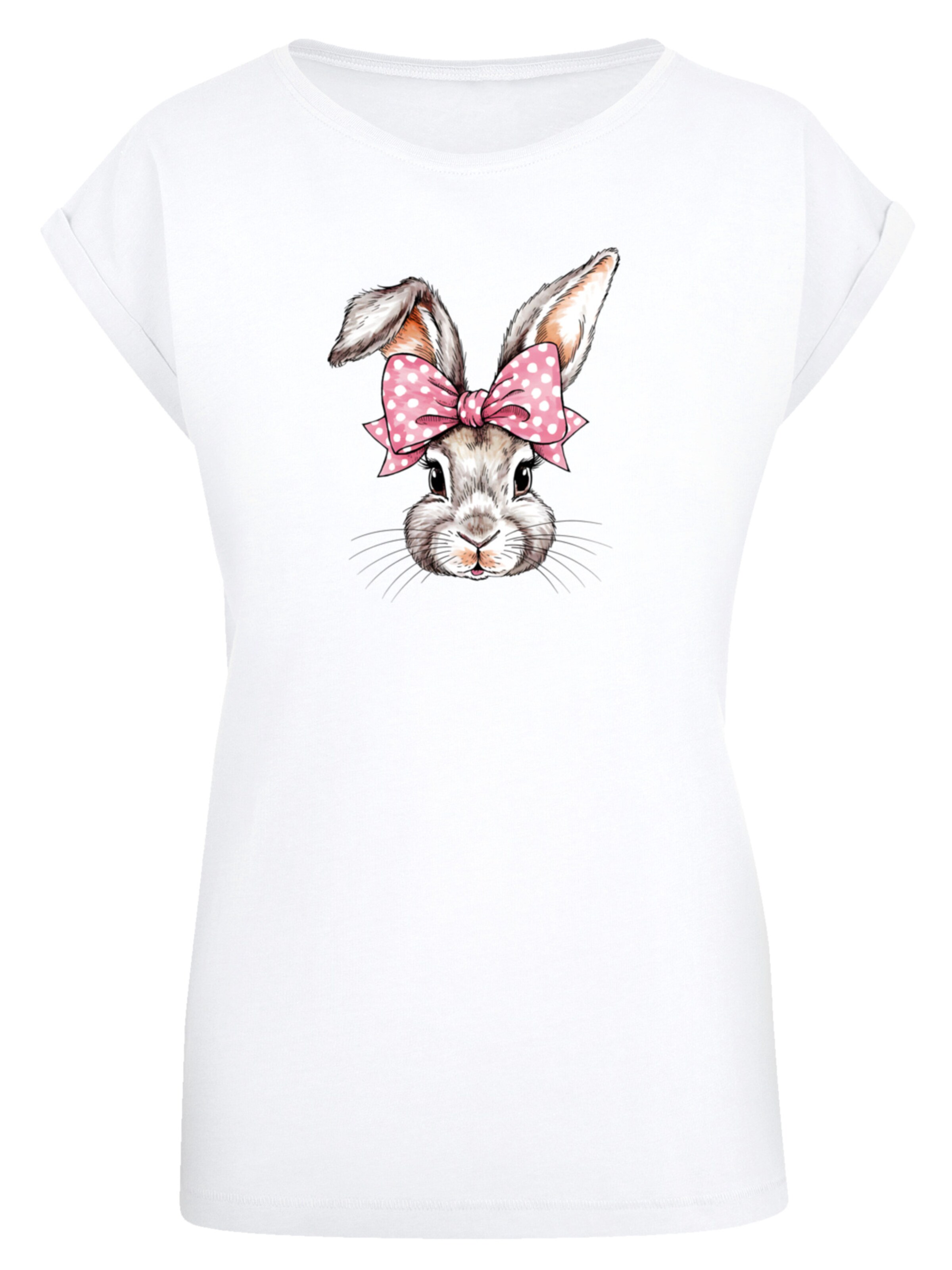 F4NT4STIC Shirt 'Niedlicher Hase mit Schleife' in Wit: voorkant