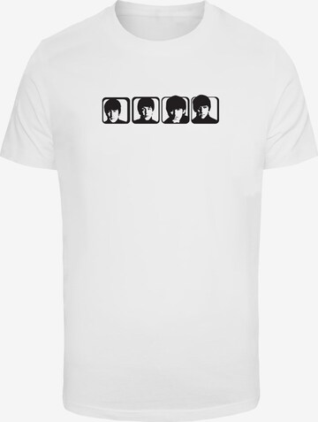 Merchcode Shirt 'Beatles - Four Heads' in Wit: voorkant