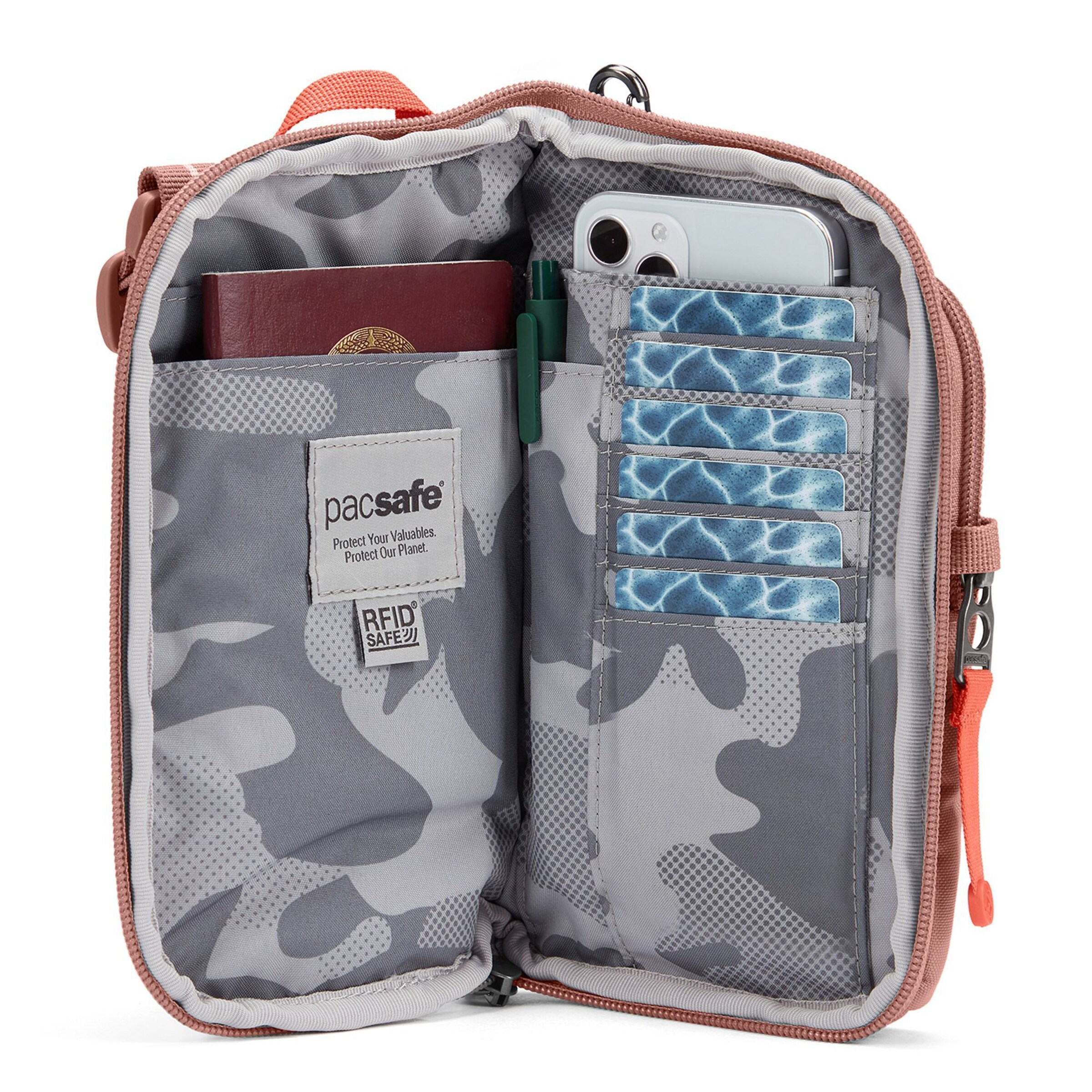 Borsa a tracolla di Pacsafe in rosa