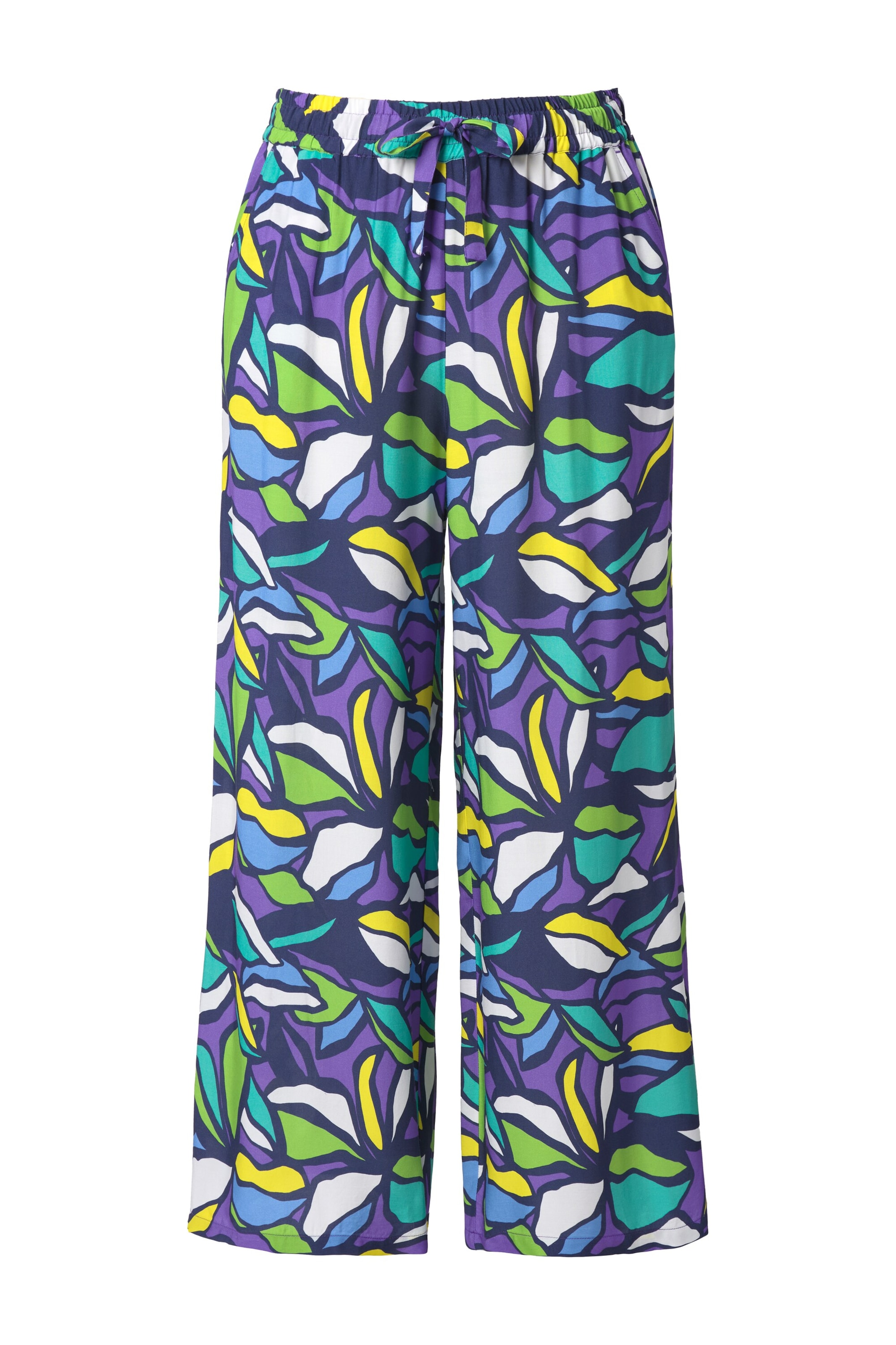 Ulla Popken Wide leg Broek in Gemengde kleuren: voorkant