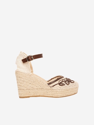 Alhamas - Sandalias con hebilla 'Alpargata Cuña 10 cm' en marrón: frente