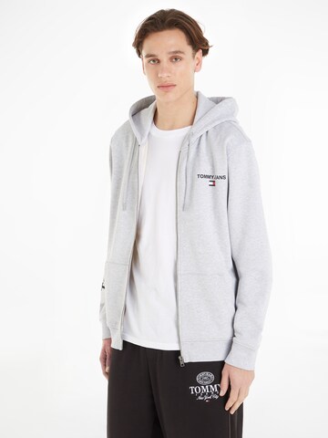 Tommy Jeans Zip-Up Hoodie 'REG ENTRY' in Grey: front