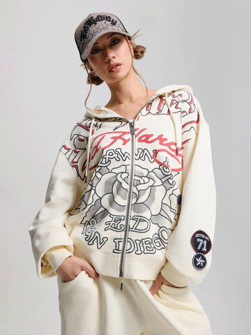 Ed Hardy Tepláková bunda 'Gothic Roses' - Béžová: predná strana