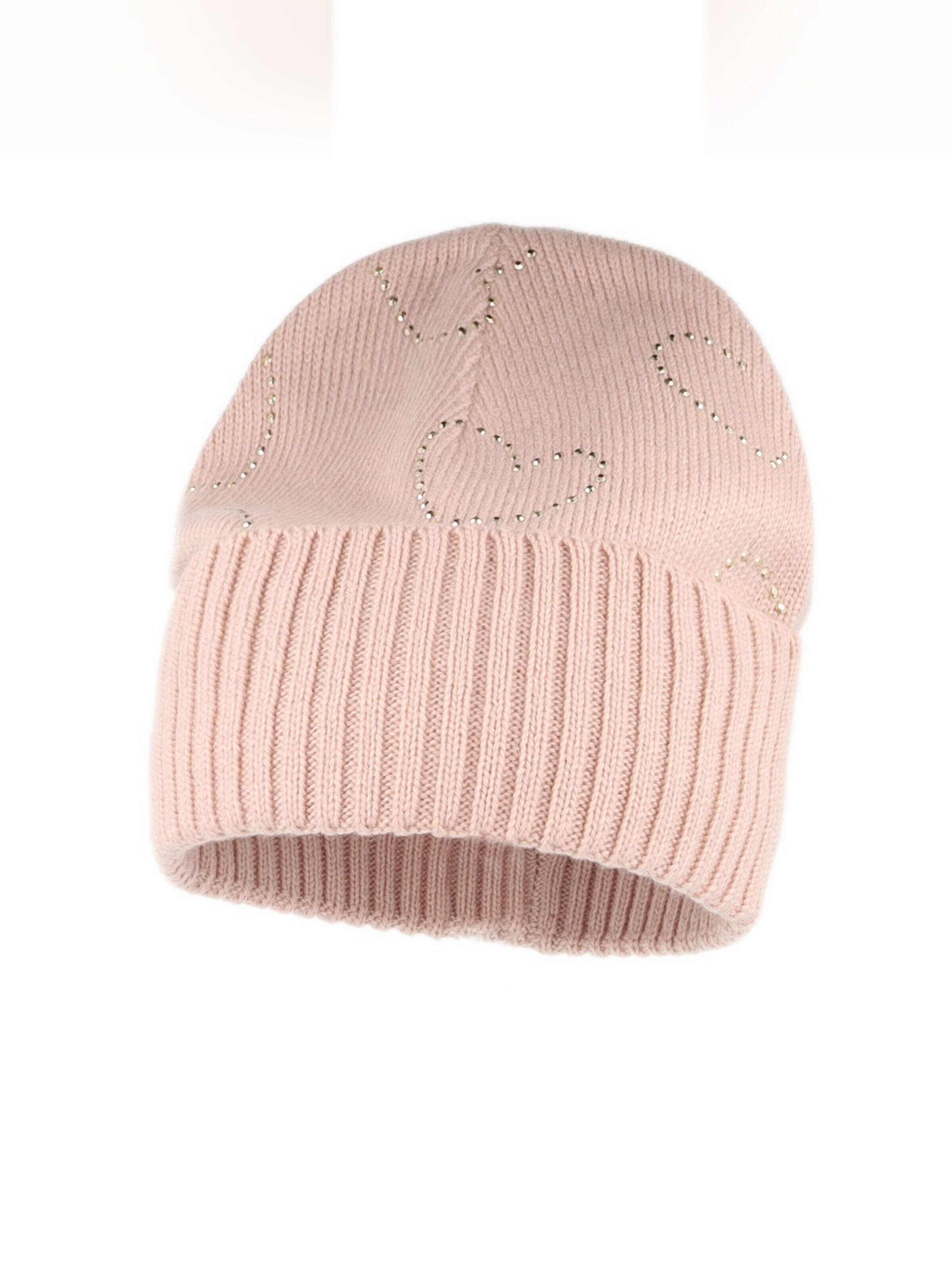 MAXIMO Mütze 'MINI GIRL-Beanie, Umschlag Studs'‌‌‌‌‌‌‌‌ in Orange: Vorderseite