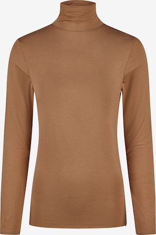 Cotton Candy Rollkragen-Langarmshirt in Braun: Vorderseite