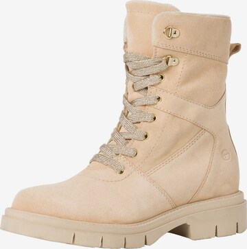 TAMARIS Lace-up bootie in Beige: front