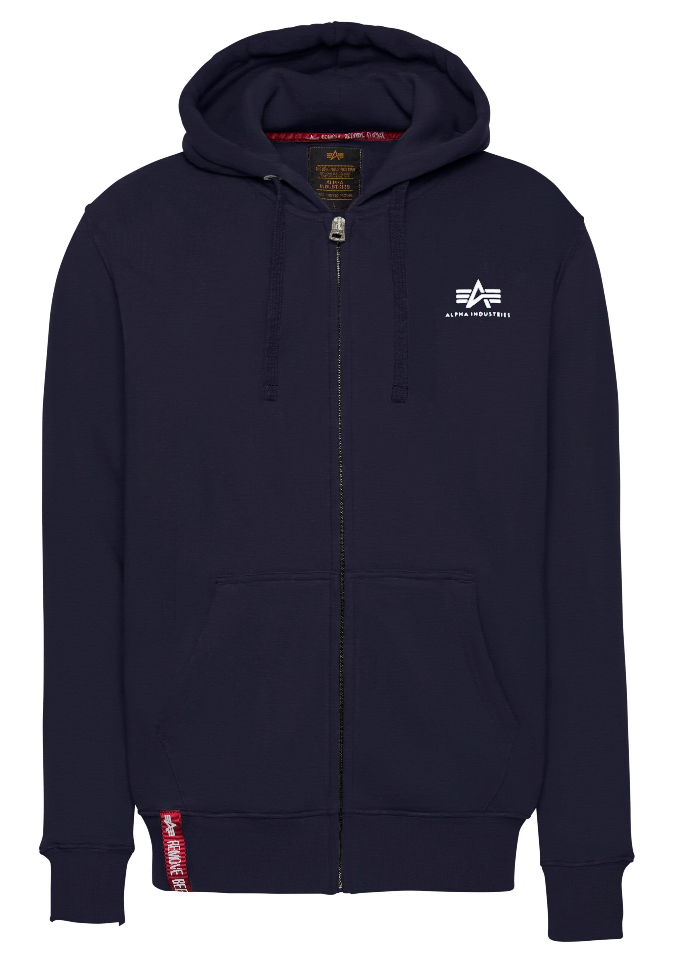 ALPHA INDUSTRIES Zip-Up Hoodie in Blue: front