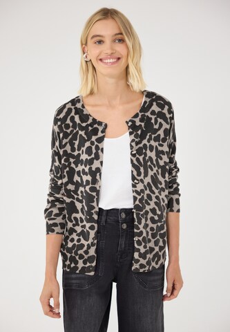Street One Studio Cardigan mit Rundhals und Print in Beige: Vorderseite