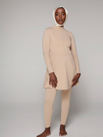 SIYA Swimwear High neck Swimsuit 'East – Burkini/Modest' in Beige: front