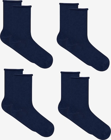 Albero Natur Socks 'Bio-Baumwoll-Socken mit Rollrand Unisex – 4er Pack' in Blue: front