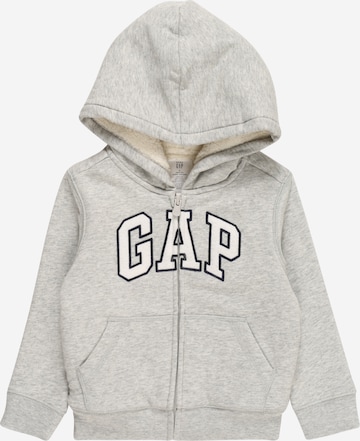 GAP Zip-Up Hoodie 'COZY' in Grey: front