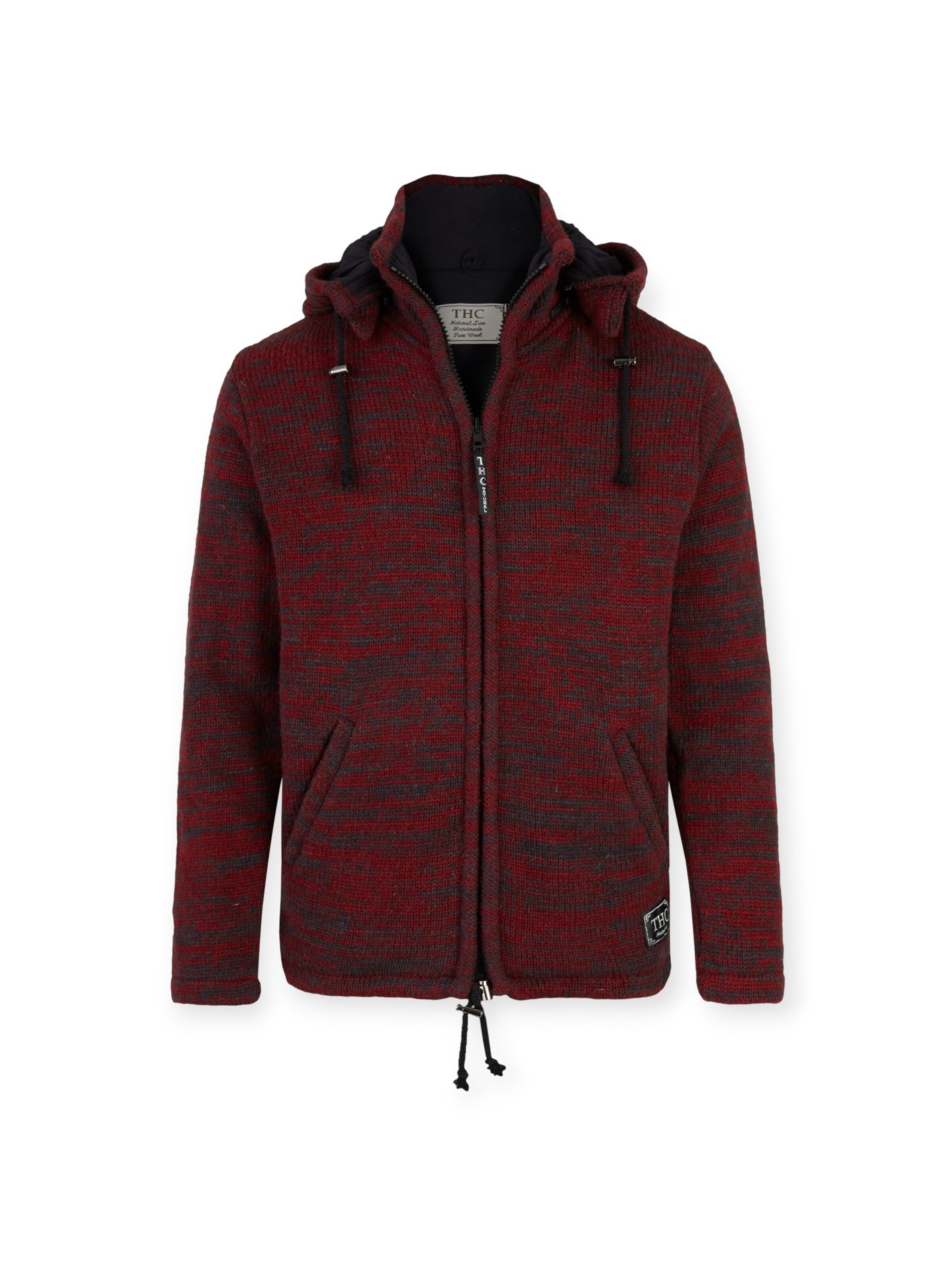 THC Natural Line Knit Cardigan '855' in Red: front