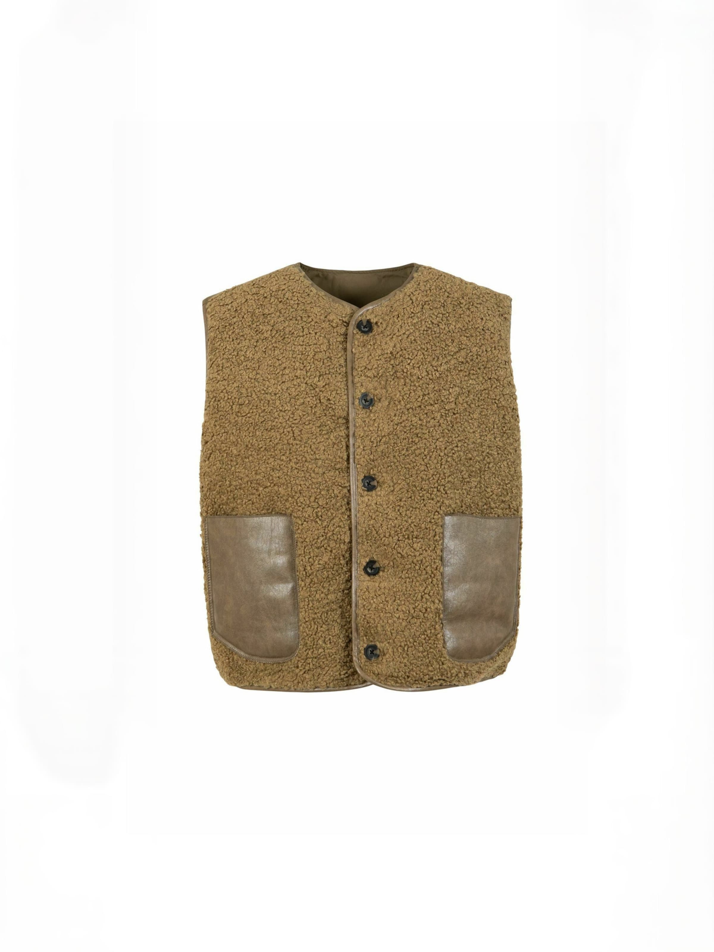 Coster Copenhagen Vest ' Shearling ' in Green: front