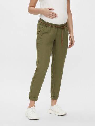 Loosefit Pantalon 'Beach' MAMALICIOUS en vert : devant