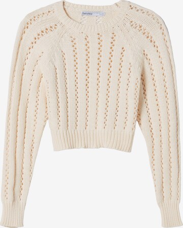 Pull-over Bershka en beige : devant