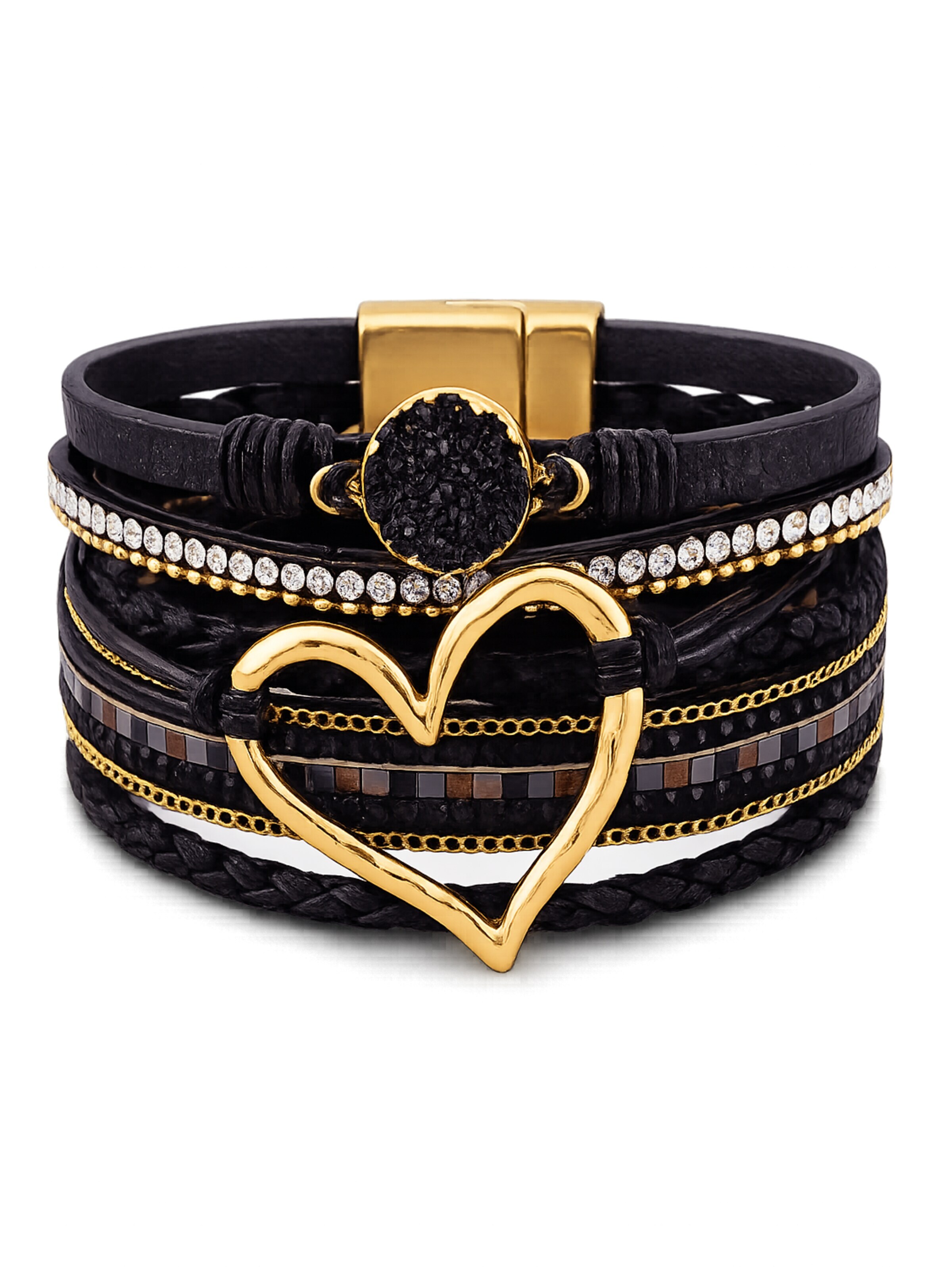 Alster Herz Armband 'Sweet Heart' in Zwart: voorkant