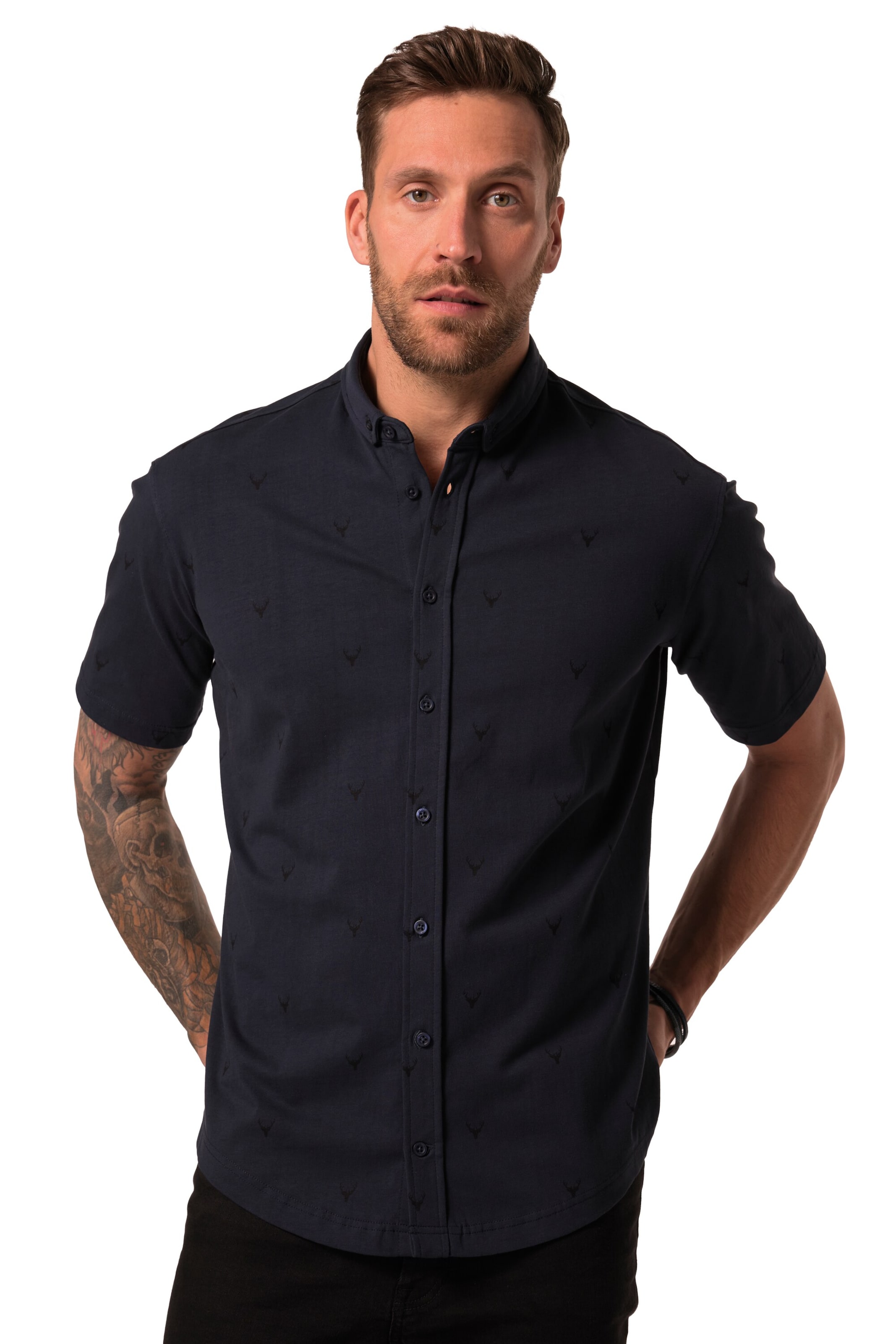 JP1880 Comfort fit Button Up Shirt in Blue: front
