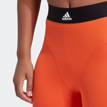 ADIDAS SPORTSWEAR Skinny Sports trousers 'Hyperglam 3-Stripes' in Orange