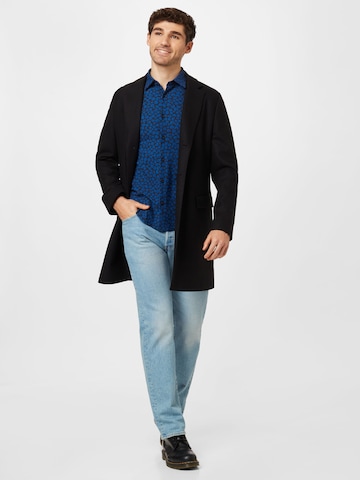 BOSS Black Slim fit Overhemd 'Roan' in Blauw