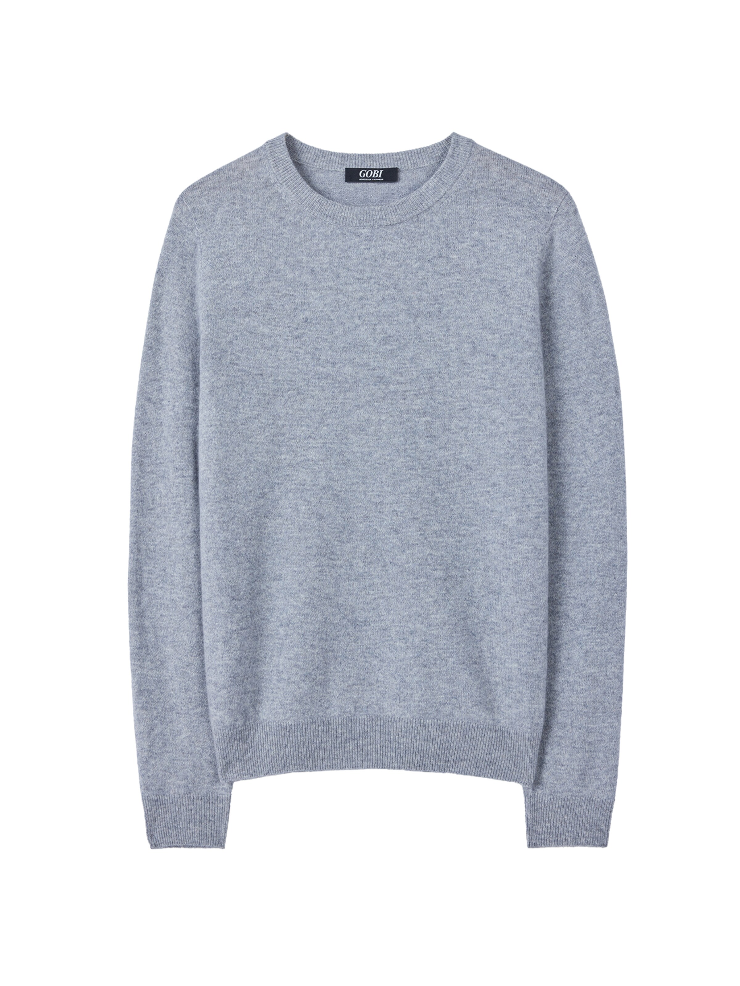 GOBI Cashmere Trui 'Women's Essential Cashmere Crewneck Sweater' in Grijs: voorkant