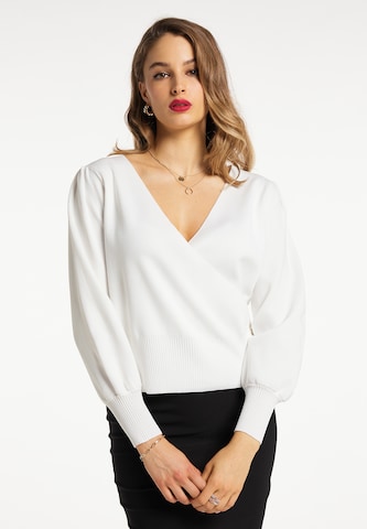 Pull-over faina en blanc : devant